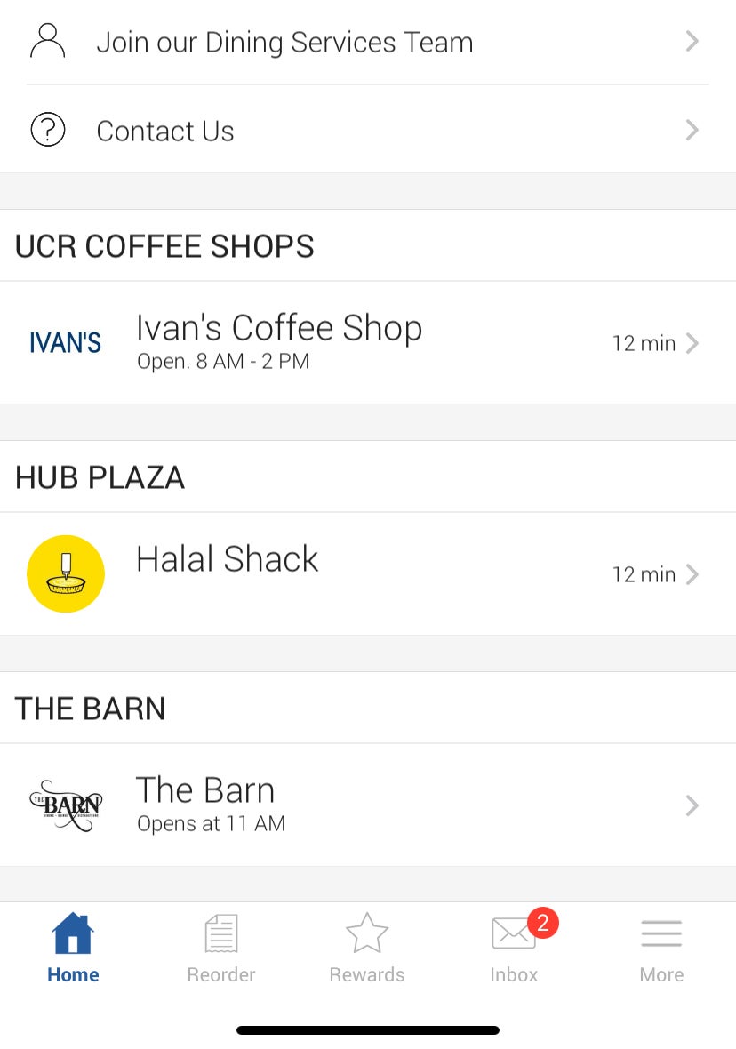 UCR mobile ordering options UCR mobile ordering options
