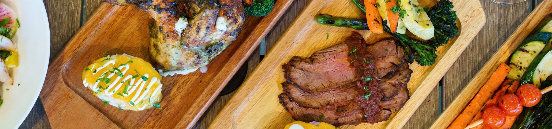 The Stable food on cutting boards