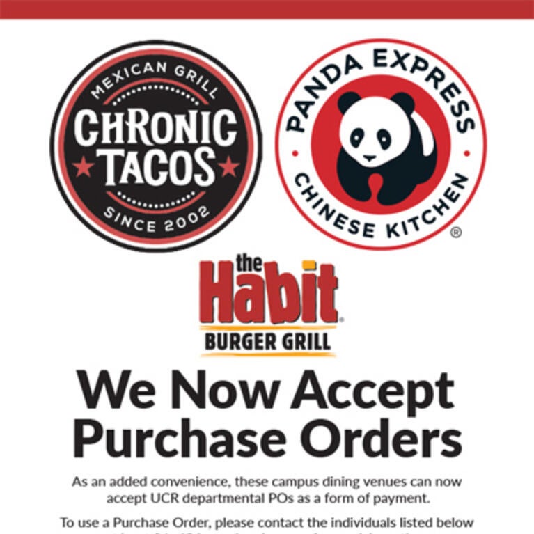 We Now Accept Purchase Orders at Chronic Tacos, Panda Express, and The Habit Burger Grill
