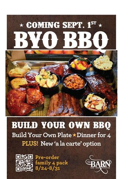 Coming September 1 BYO BBQ at The Barn