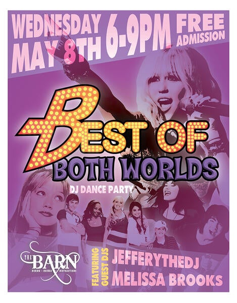 Wednesday May 8th, Best of Both Worlds DJ Dance Party with Jefferythedj and Melissa Brooks, 6 pm to 9 pm free admission