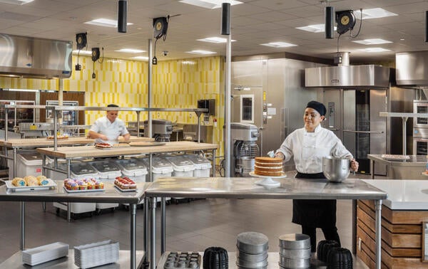 Glasgow bakers preparing food in kitchen