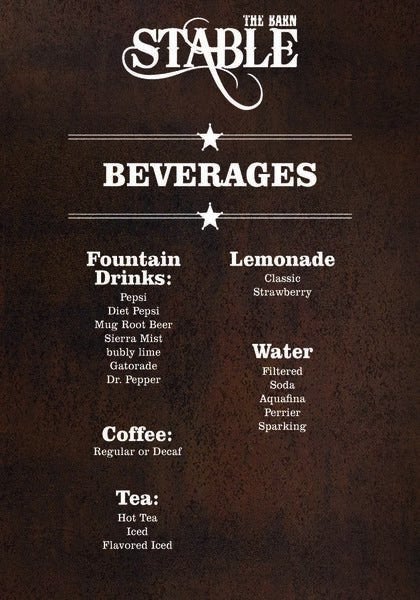 Patio Bar Non-Alcoholic Menu