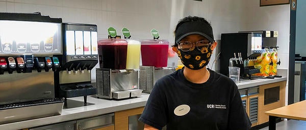 Dining Student Staff at Sanitizing