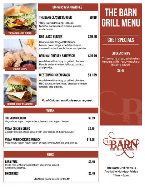 The Barn Grill Menu