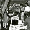 A black and white photo of diners at the Barn.