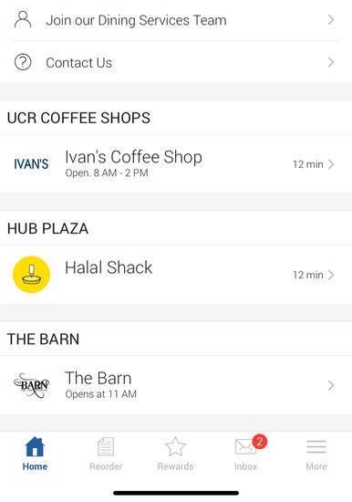 UCR mobile ordering options